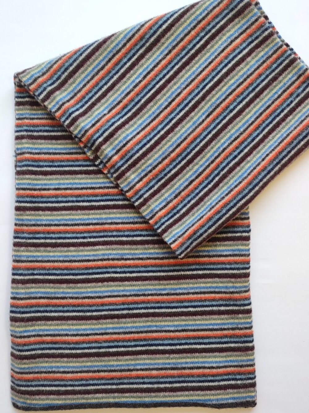 Vintage GAP Lambswool Scarf Striped Earthy Colors Unisex Boho Retro Rectangle